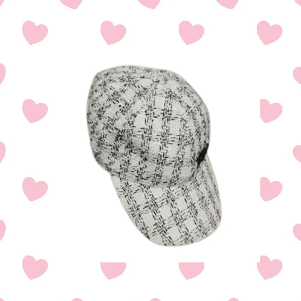 Karl Lagerfeld Paris Adjustable Black and White Tweed Hat NWT - Picture 5 of 7